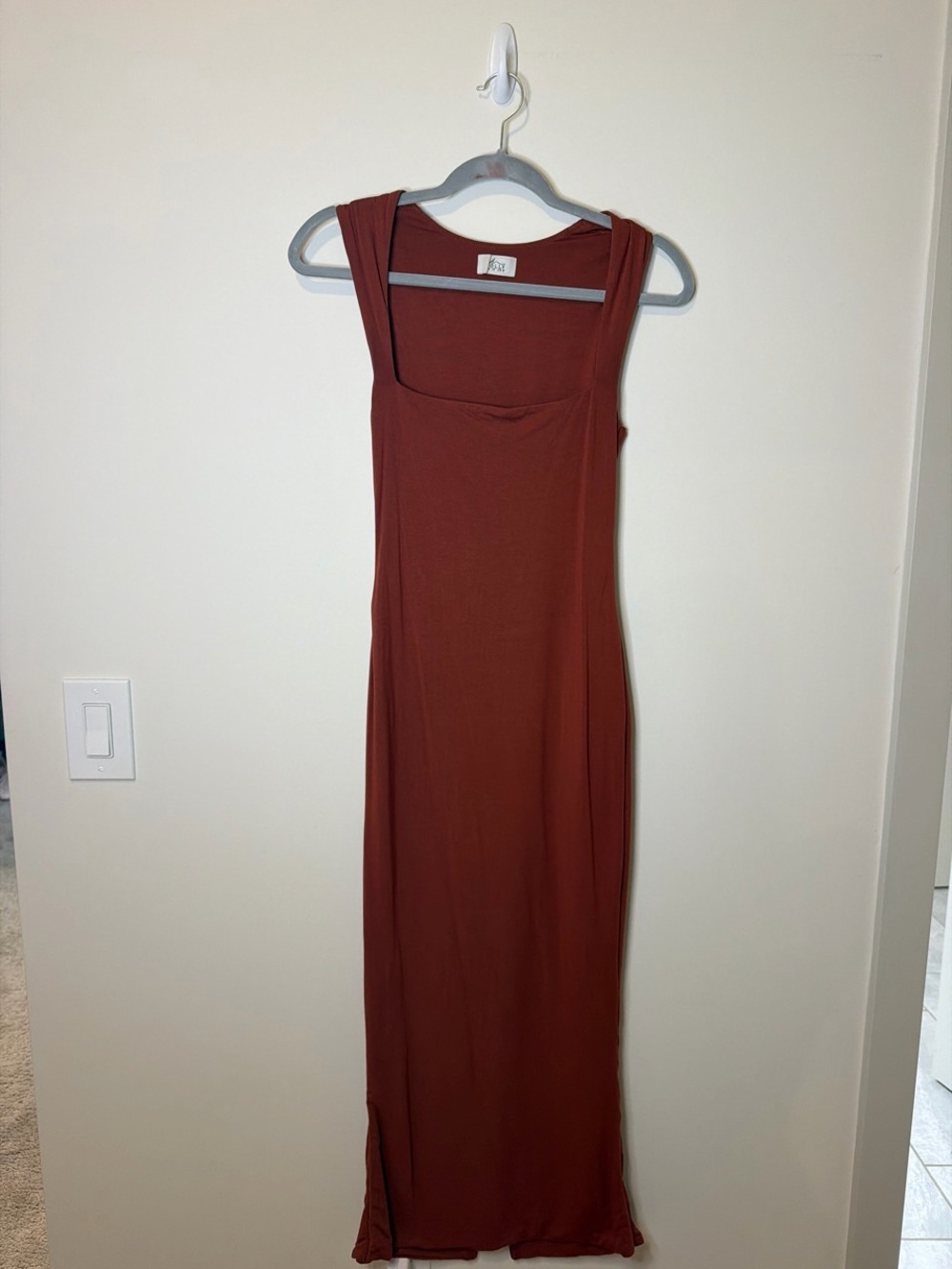Oh Polly Rust Maxi Dress with Square Neck